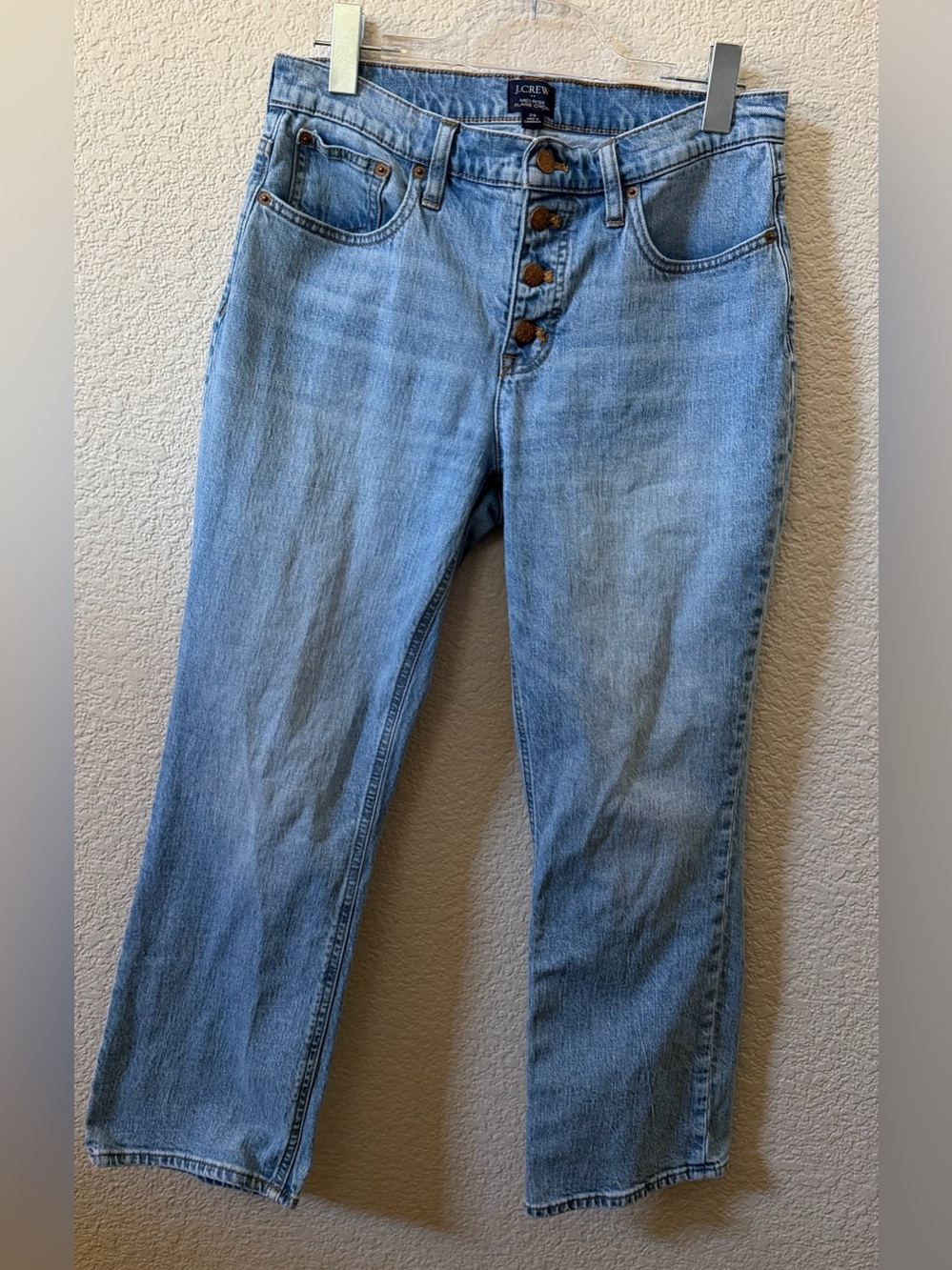 J.CREW Women’s (29) Mid-Rise Flare Crop 25" Button Fly Blue Denim Jean